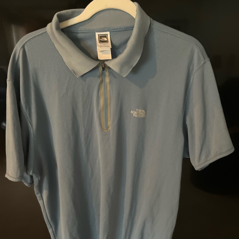 North Face Blue Polo 1/4 Zip Moisture Wick — Mens Size Large